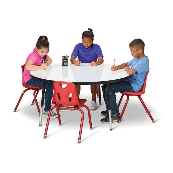 Berries Round Dry Erase Table, 48 in. Diameter, E-height, Write-n-Wipe/Black/Black